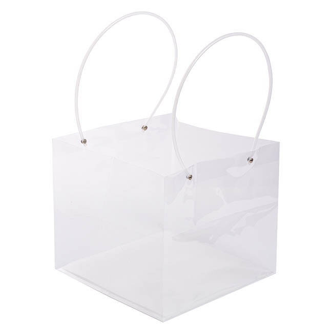 Flower Gift Carry Bag Square Clear Pk5 (25x25x22cmH)