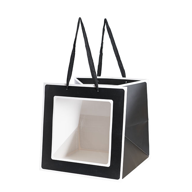 Window Posy Gift Bag Silhouette Black Pack 5 (30x30x30cmH)