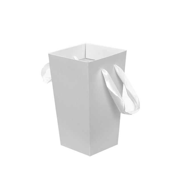 V-Shape Posy Bag With Ribbon Handle White (13x23cmH) Pack 5