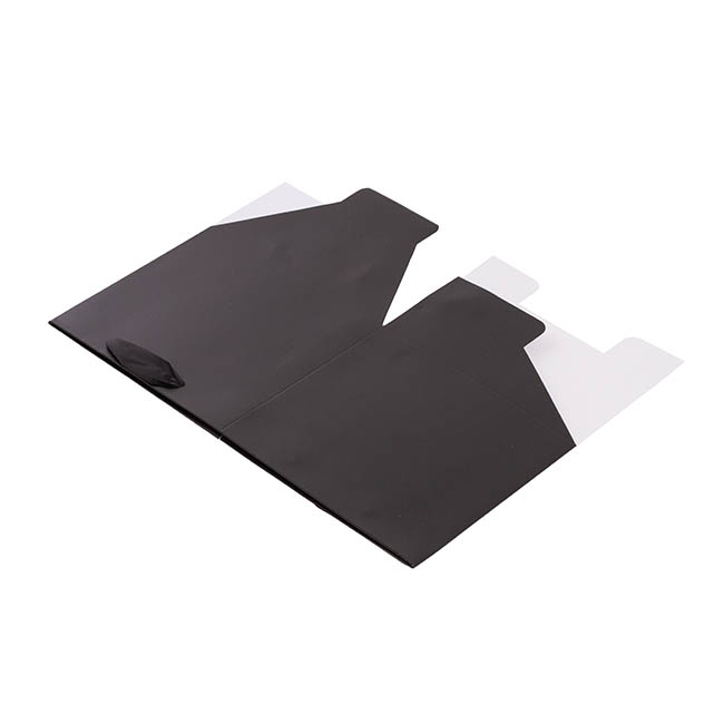 Posy Bag With Ribbon Handle Square Black (18x18x16cmH) Pk 5