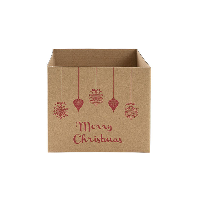 Posy Box Mini Bauble Merry Christmas Kraft Pk10 (13x12cmH)