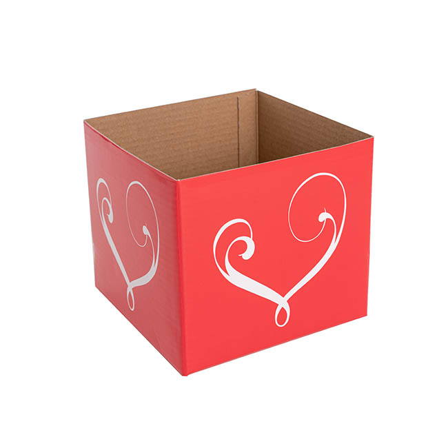Posy Box Mini Dual Hearts Red (13x12cmH)