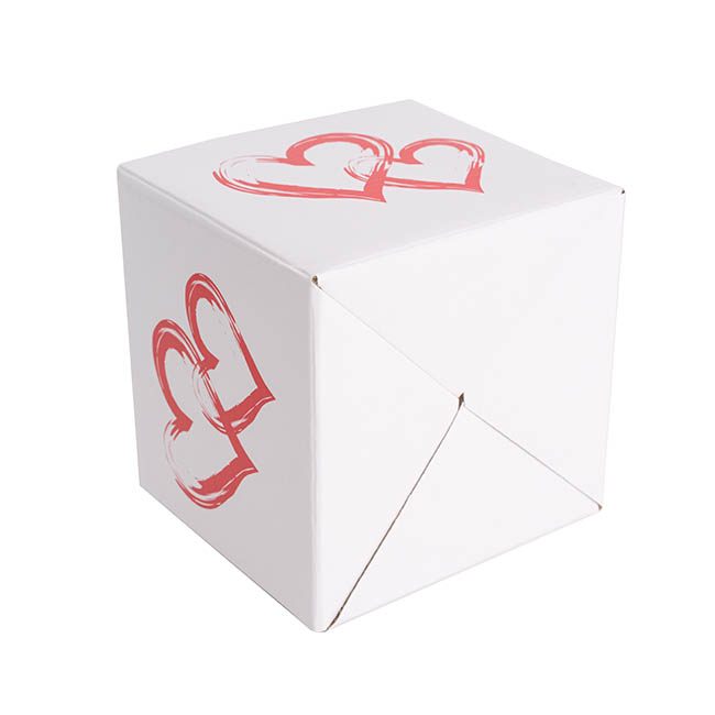 Posy Box Mini Dual Heart White (13x12cmH)