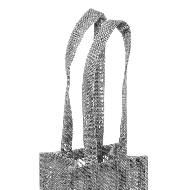 Poly Flax Jute Posy Bag w Liner Grey (13.5x13.5x13.5cmH)