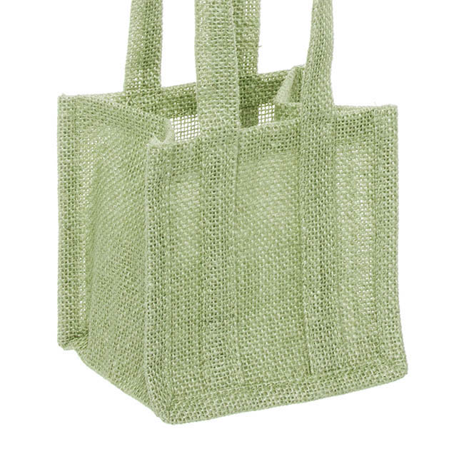 Poly Flax Jute Posy Bag w Liner Green (13.5x13.5x13.5cmH)