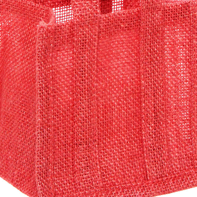 Natural Jute Posy Bag Plastic Liner Red 13.5x13.5x13.5cmH