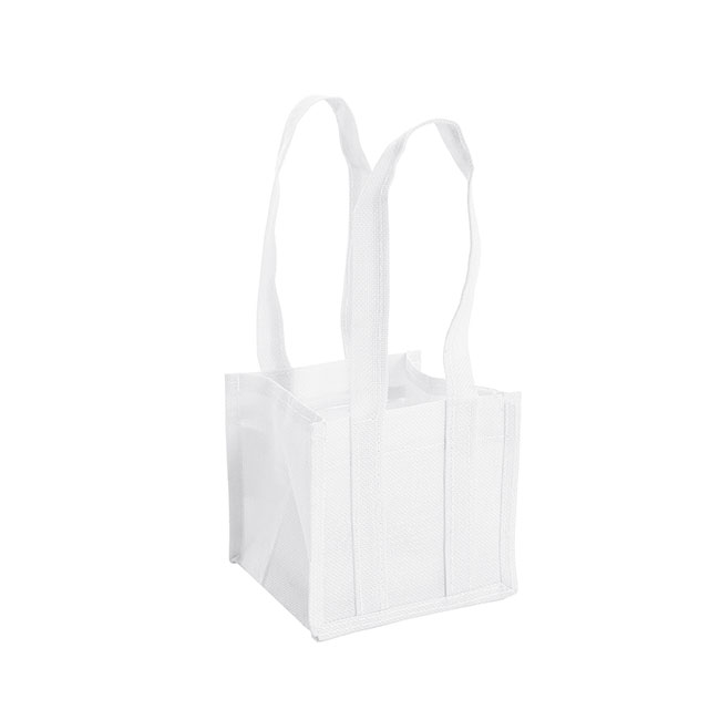 Poly Flax Jute Posy Bag w Liner White (17.5x17.5x14cmH)