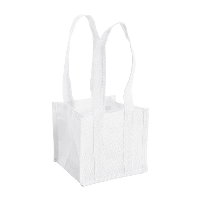 Poly Flax Jute Posy Bag w Liner White (18x18x17cmH)
