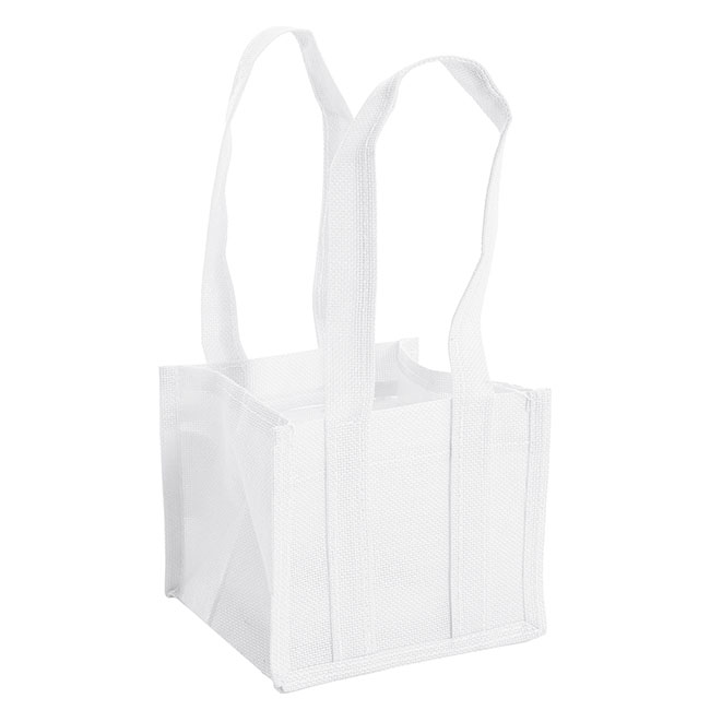 Poly Flax Jute Posy Bag w Liner White (23x23x20cmH)