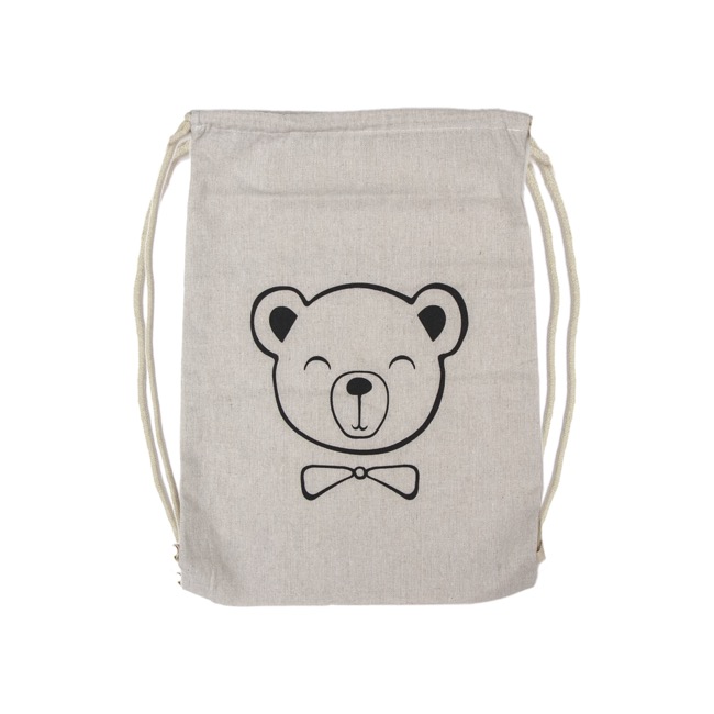 Teddy Bear Drawstring Bag Calico (33.5x46cmH)