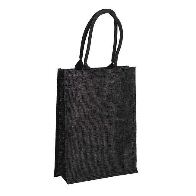 Jute Reuseable Shopping Carry Bag Black (30Wx12Gx40cmH)