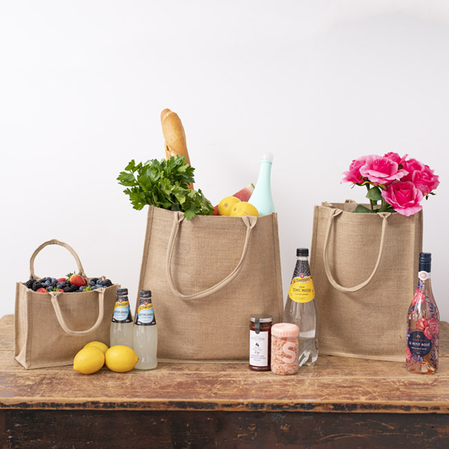 Jute Reuseable Shopping Carry Bag Natural (30Wx12Gx40cmH)