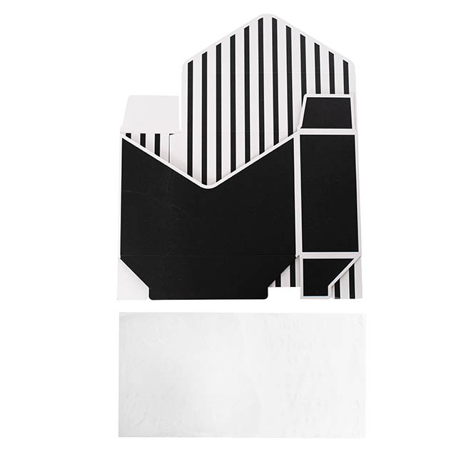 Envelope Flower Box Large Pk5 Stripes Black (23Lx8Dx16cmH)