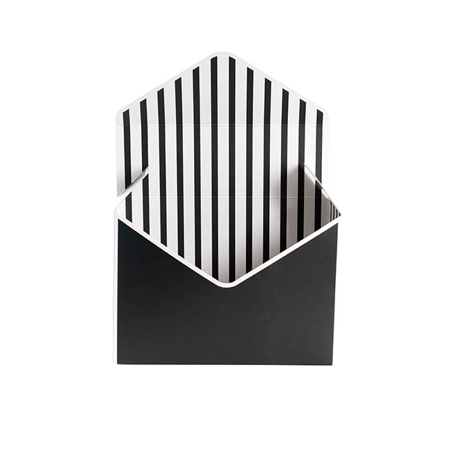 Envelope Flower Box Large Pk5 Stripes Black (23Lx8Dx16cmH)