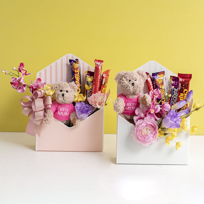Envelope Flower Box Large Pack 5 Stripes Pink (23Lx8Dx16cmH)