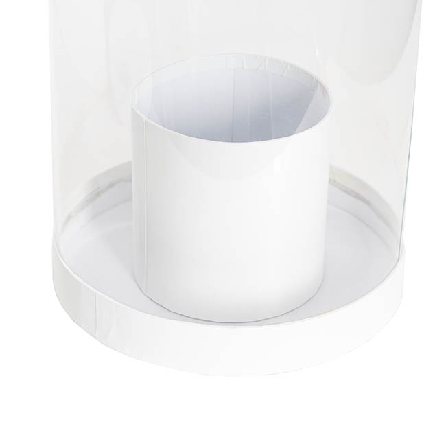 Flower Presentation Cylinder Box Clear and White (22x26cmH)
