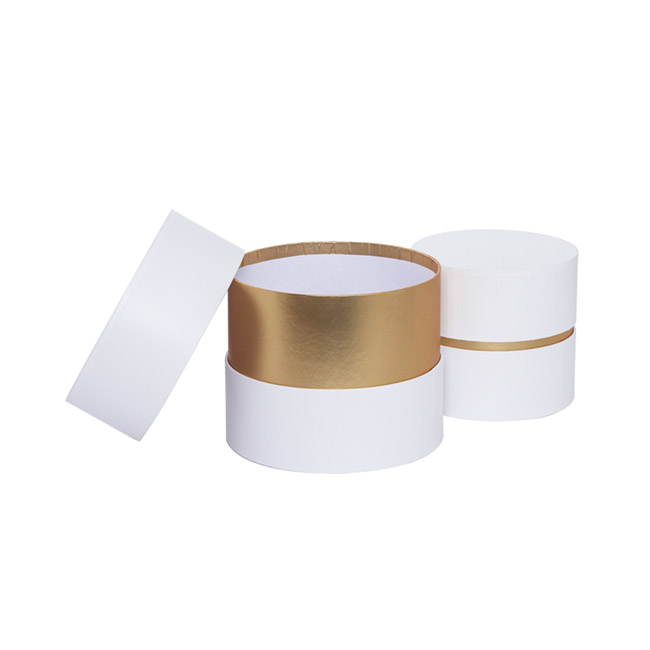 Luxe Hat Gift Box White with Gold Insert Set 2 (15Dx13.5cmH)