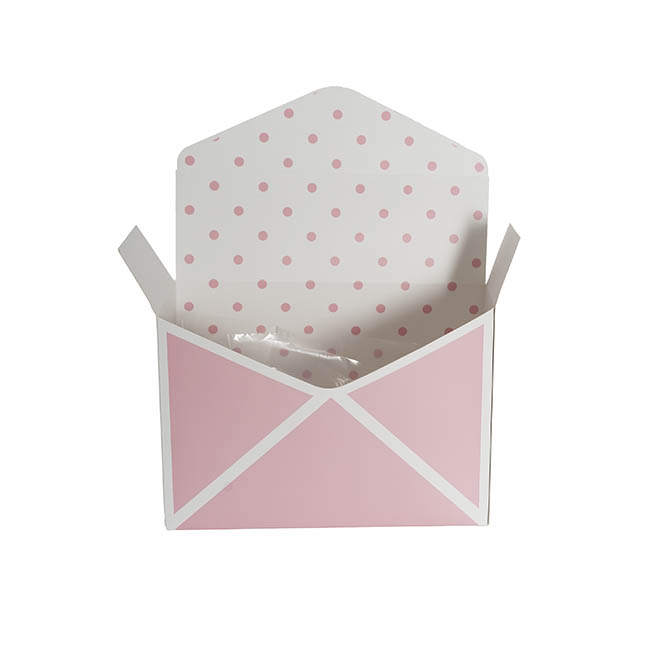 Envelope Flower Box Large Spots Pink Pack 5 (23Lx8Dx16cmH)
