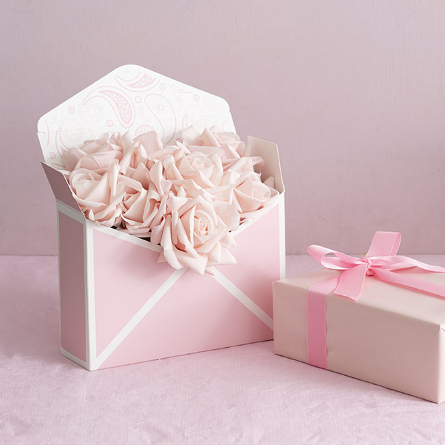 Envelope Flower Box Large Paisley Pink Pk5 (23Lx8Dx16cmH)