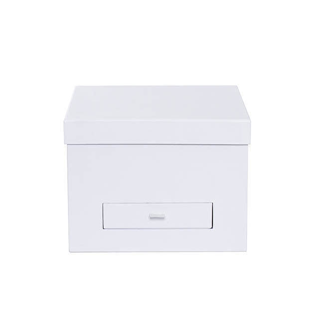 Gift Flower Box with Gift Drawer White (20x20x15cmH)