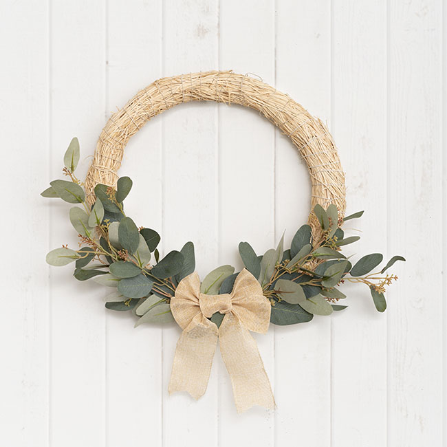 Wood Wool Wreath Natural Beige (40cmD)