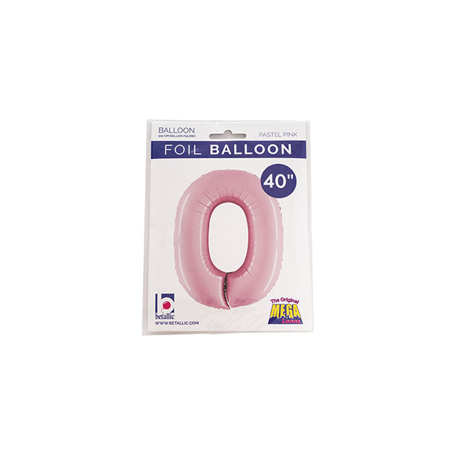 Foil Balloon 40 (101.6cmH) Number 0 Pastel Pink