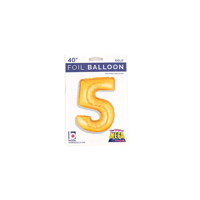 Foil Balloon 40 (101.6cmH) Number 5 Gold