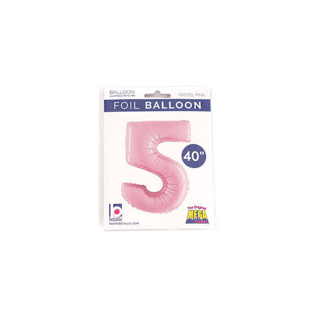 Foil Balloon 40 (101.6cmH) Number 5 Pastel Pink