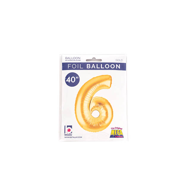 Foil Balloon 40 (101.6cmH) Number 6 Gold