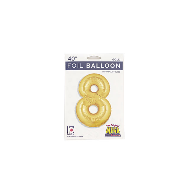 Foil Balloon 40 (101.6cmH) Number 8 Gold