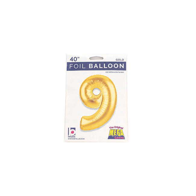 Foil Balloon 40 (101.6cmH) Number 9 Gold