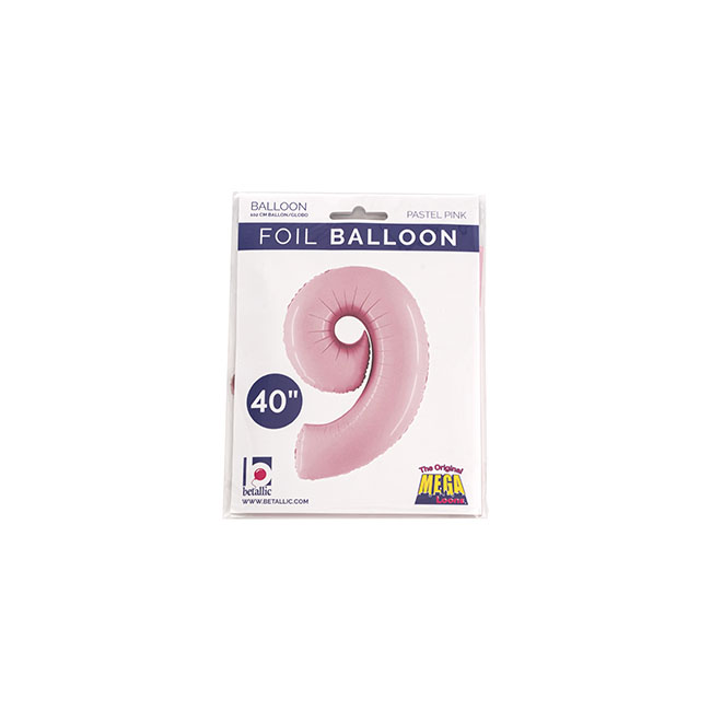 Foil Balloon 40 (101.6cmH) Number 9 Pastel Pink