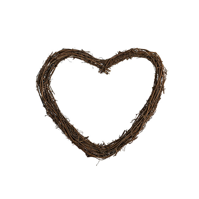 Grapevine Heart Rattan Wreath Brown (40cmD)