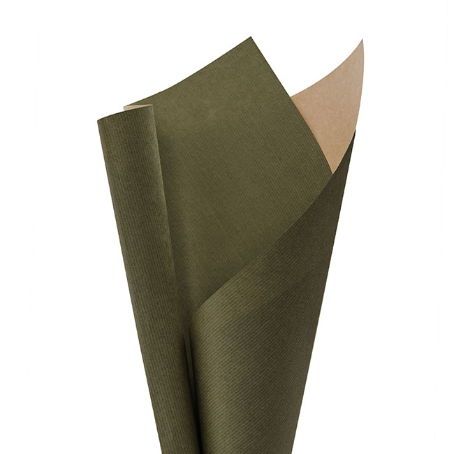 Ribbed Kraft Paper 70gsm Pack 100 Moss (50x70cm)