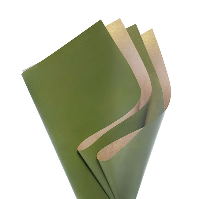 Kraft Paper Duo 60gsm Pack 100 Moss Brown (53x76cm)