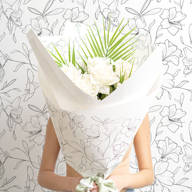 Kraft Paper Lily Print 80gsm White Pack 100 (50x70cm)