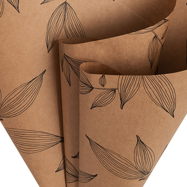 Kraft Paper Botanical Leaves 110gsm Brown Pack 100 (50x70cm)