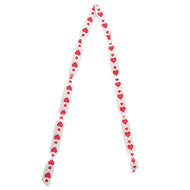 Ribbon Pull Bow Pom Pom Pack 5 Heart Pattern (18mmx8.75cmD)