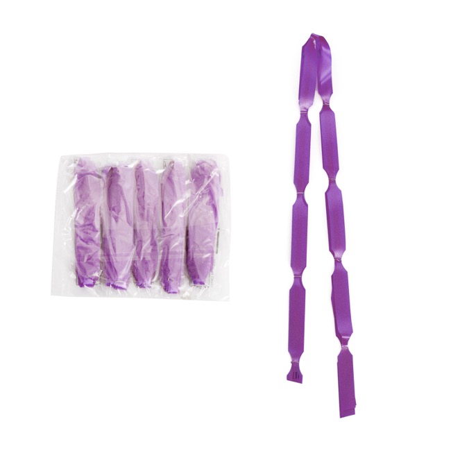Ribbon Pull Bow Pom Pom Violet (18mmx8.75cmD) Pack 5