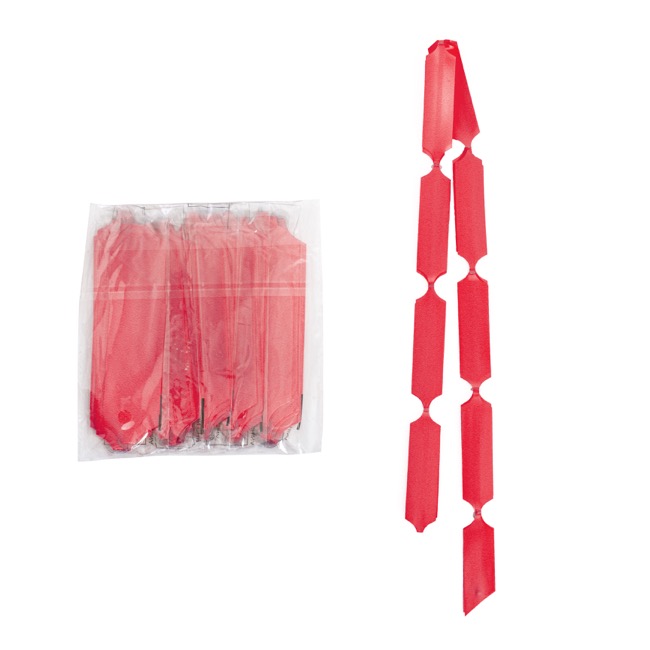 Ribbon Pull Bow Pom Pom Red (12.5cmx32mm) Pack 5