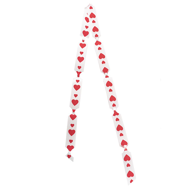 Ribbon Pull Bow Pom Pom Pack 5 Heart Pattern (32mmx12.5cm)