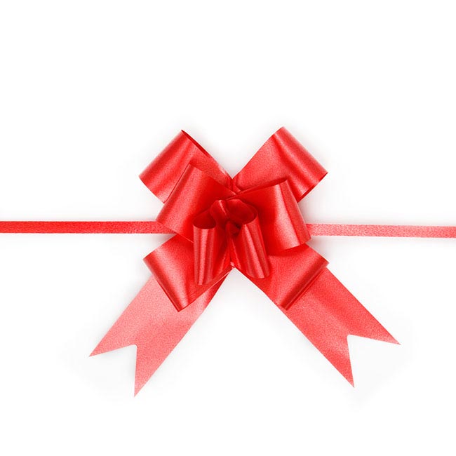 Ribbon Pull Bow Red (32mmx53cm) Pack 25