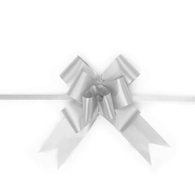 Ribbon Pull Bow Silver (32mmx53cm) Pack 25