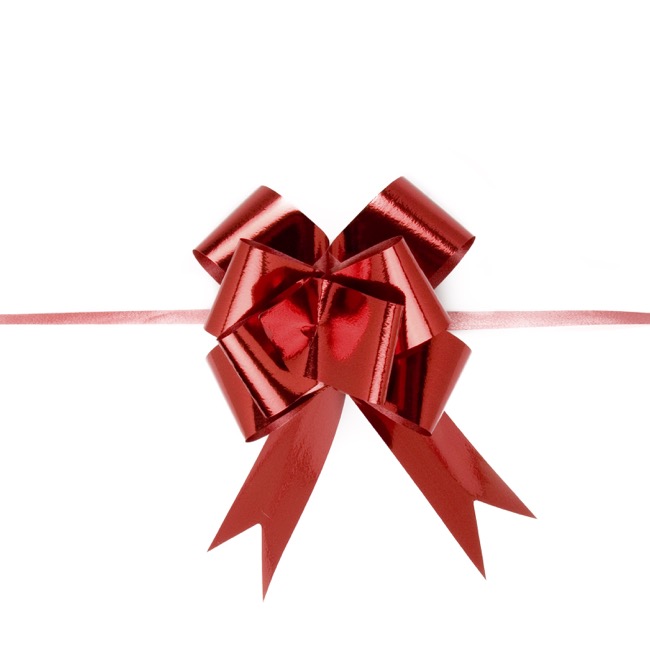 Ribbon Pull Bow Metallic Red (32mmx53cm) Pack 25