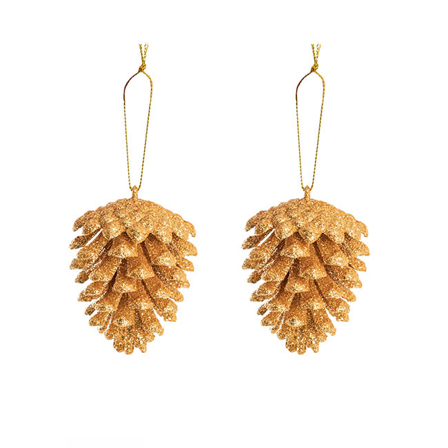 Hanging Christmas Pinecone Pack 4 Copper Gold (7.6cmH)