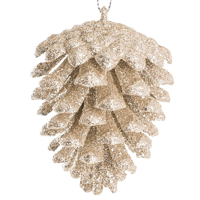 Hanging Christmas Pinecone Pack 3 Champagne (6.5cmH)