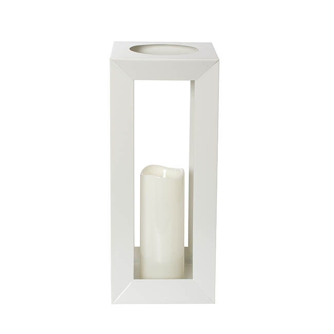 Metal Lantern Square White Large (17.5x39.5cm)