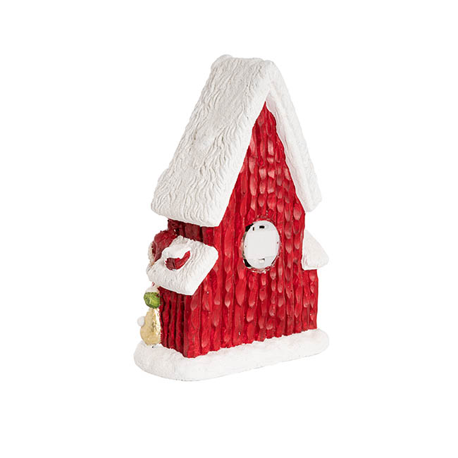 Red Cottage House with Santa & LED Decoration (28x17x42cmH)