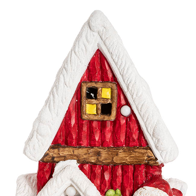Red Cottage House with Santa & LED Decoration (28x17x42cmH)