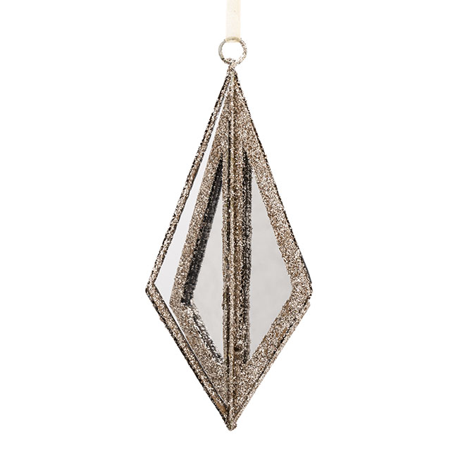 Hanging Mirror Ornaments Pack 2 Gold (12cmH)